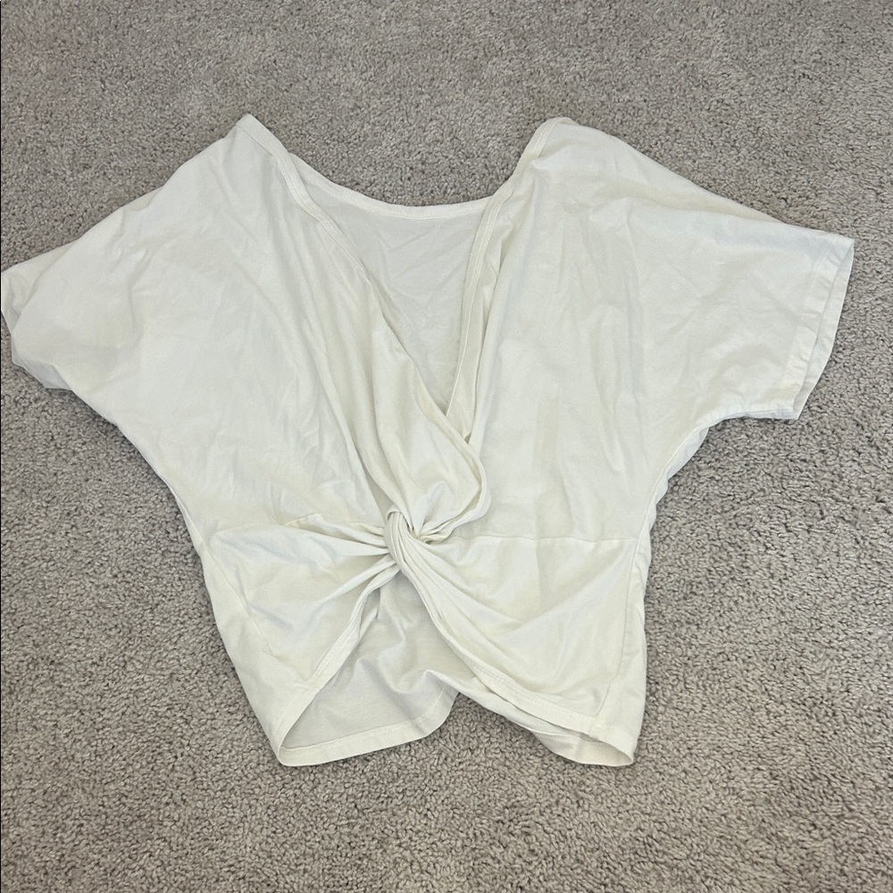 Blue Blush White Twist Front Top